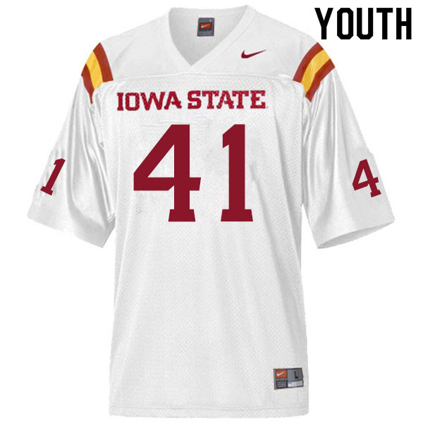 Iowa State Cyclones Youth #41 Mason Cassady Nike NCAA Authentic White College Stitched Football Jersey RT42L73KU